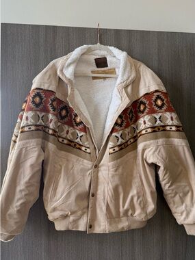 Ottway The Label Beige Sherpa-Lined Rarebird Bomber Jacket with Aztec Knit Yoke
